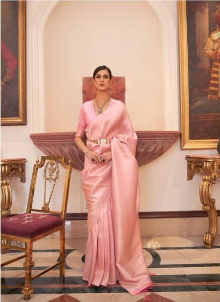 Light Pink Colour Kaabha Silk 204003 Colours By Rajtex Handloom Weaving Saree Exporters In India 204003 A